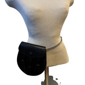 Scottish Black Leather Sporran belt bag